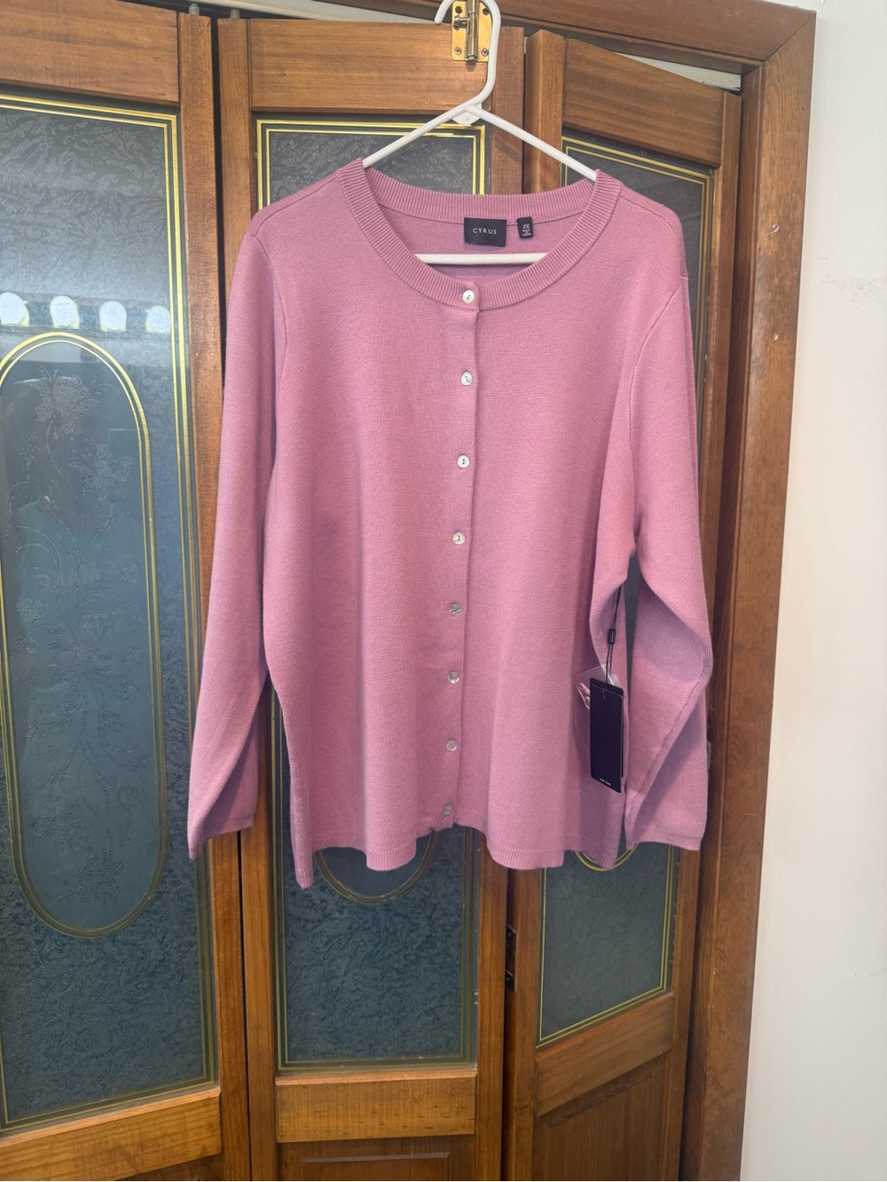 CYRUS LADIES Pink Button-Front Women’s Cardigan, BRAND NEW